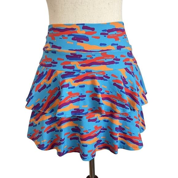 DONAJO Multicolored Waves Print Skort Women’s Sz 1(small) Rainbow Confetti - Picture 2 of 8